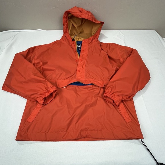Gap‎ Jacket Men Large Orange Anorak Windbreaker Pullover Hooded 1/2 Zip VTG Y2K - Picture 1 of 12
